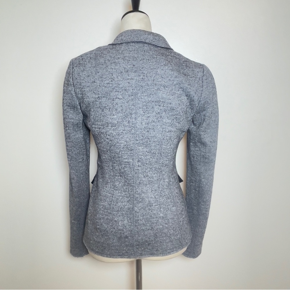 Banana Republic Wool Blend Knit Blazer Size 0 Gray Tailored Career Jacket - Picture 3 of 16